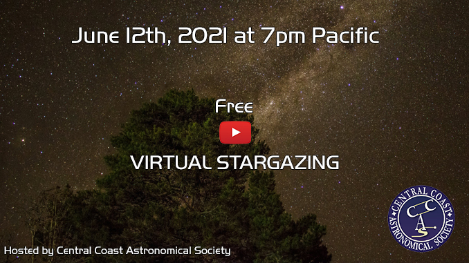 Banner showing link to join the virtual Stargazing on June 12thj, 2021